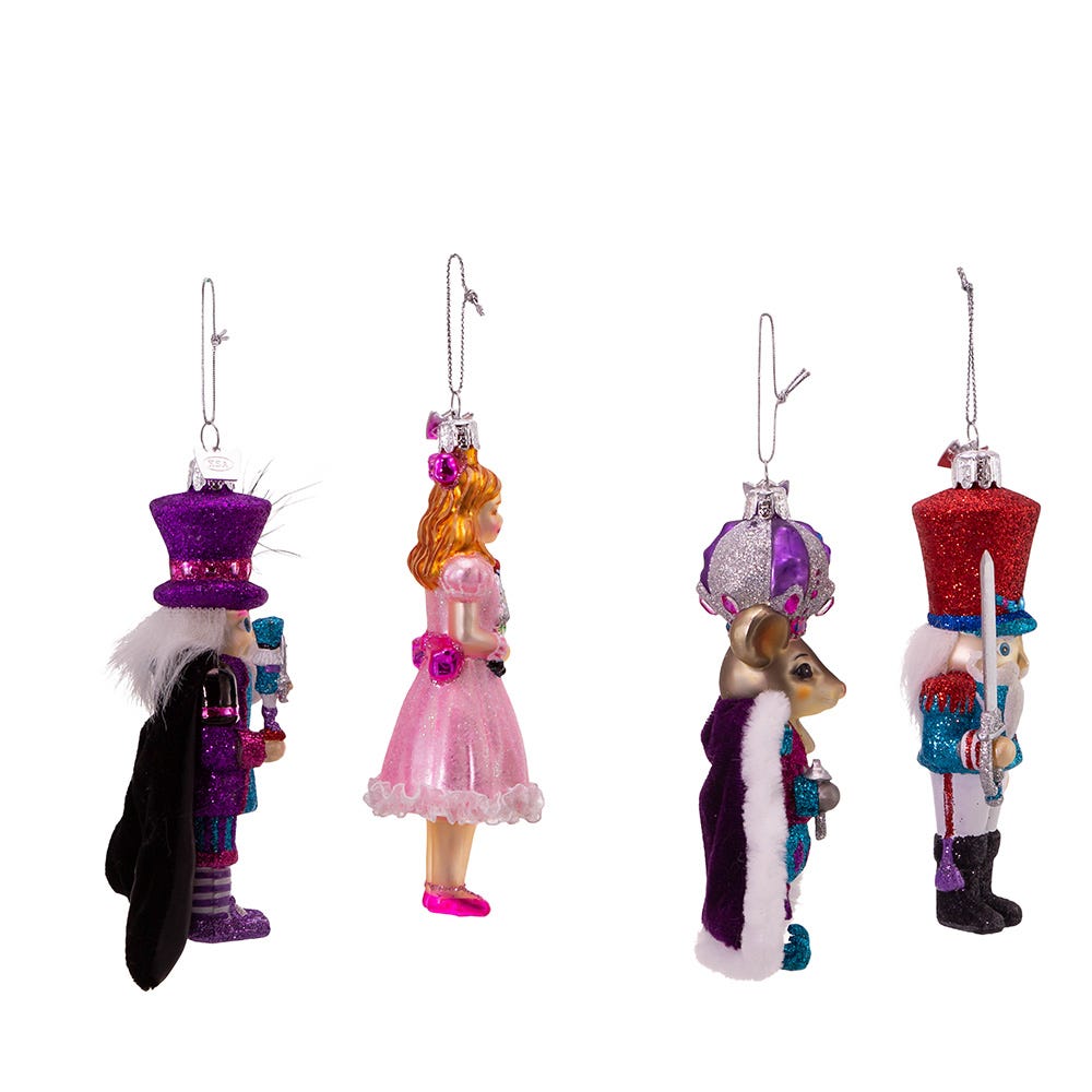 Kurt Adler 5-Inch Noble Gem Glass Nutcracker Suite Ornaments 4 Piece Set
